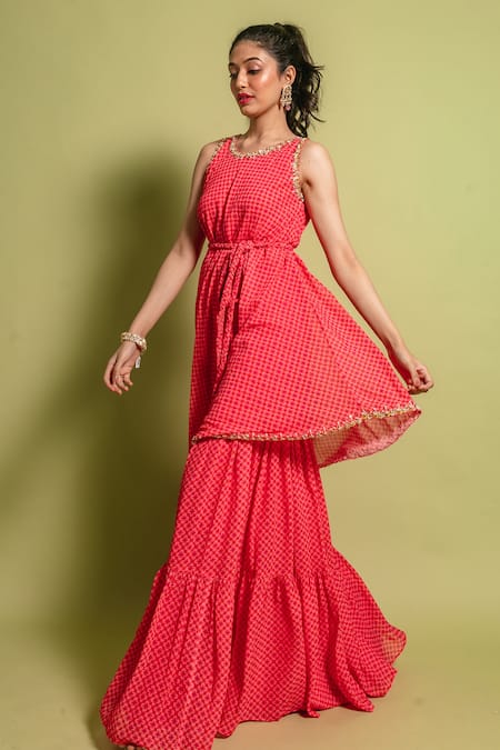 Ria Shah Label Floral Print Kurta & Gharara Set 