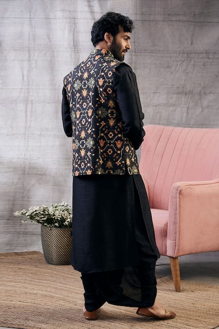 Soup By Sougat Paul Geometric Print Bundi & Kurta Dhoti Pant Set