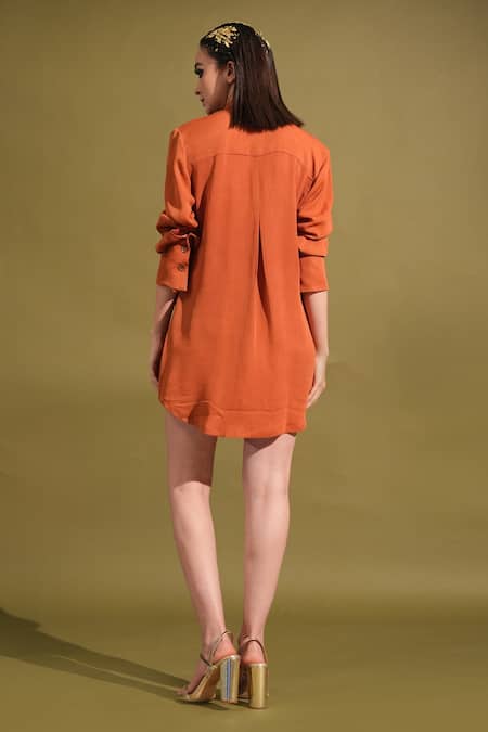 Shop_Nikita Mhaisalkar_Georgette Embroidery Collared Embellished Shirt Dress _at_Aza_Fashions