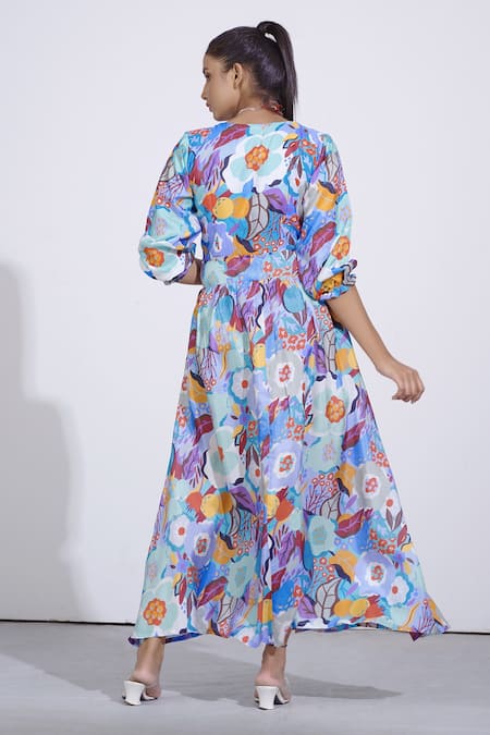 Affroz Floral Print Maxi Dress 