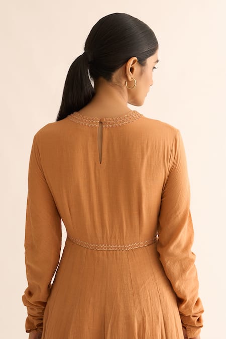 Dot Rust Hand Embroidered Anarkali Set 