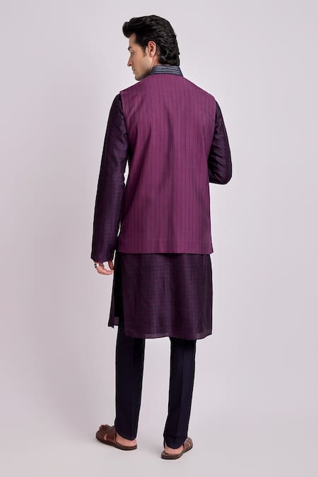 Shop_BUBBER COUTURE_Wine Cotton Silk Embroidery Cutdana Bundi _at_Aza_Fashions