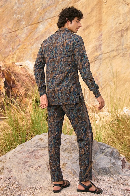 Shop_Dash and Dot_Multi Color 100% Polyester Printed Paisley Pant Set  _at_Aza_Fashions