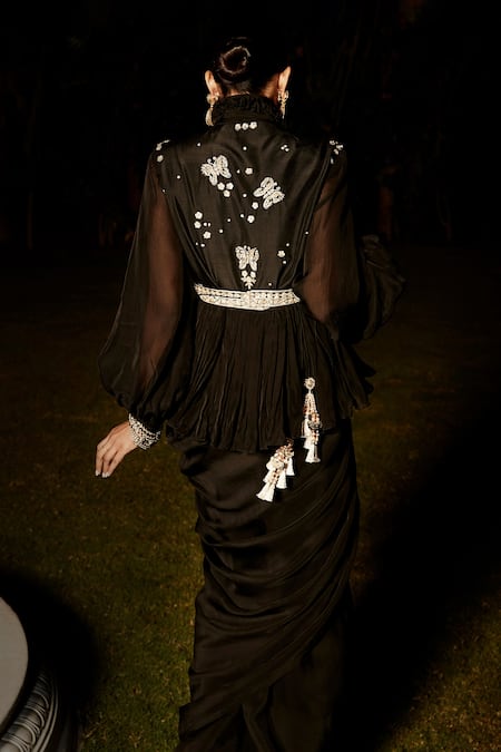Matsya The Midnight In Rome Pre-Draped Saree With Blouse 