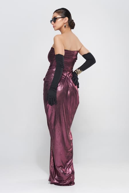 Cham Cham Front Pleated Draped Gown 