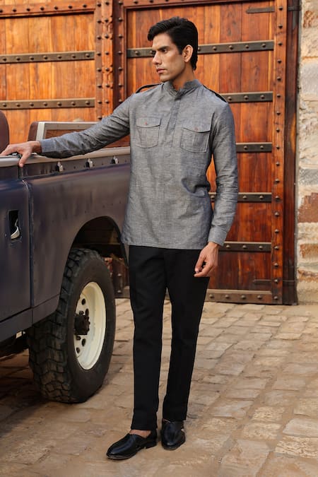 Shop_Raw & Rustic By Niti Bothra_Black Cotton Handcrafted Solid Jeans _at_Aza_Fashions