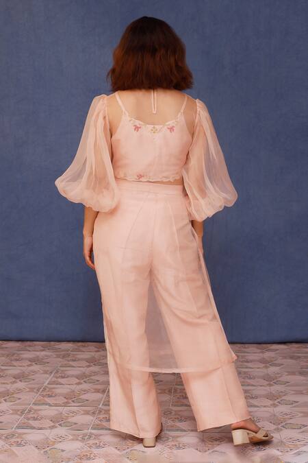 Chokhi Chorri Alya Balloon Sleeve Sheer Kurta Pant Set 