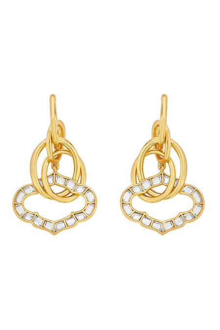 ISHARYA Gold Plated Mirror Amara Interlocked Mughal Earrings