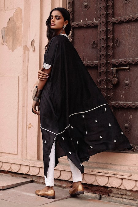 Avacara Silk Marodi Work Kaftan With Pant 