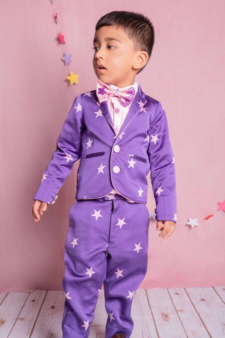 Shop_Toplove_Blue Cotton Printed Star Blazer Set _at_Aza_Fashions
