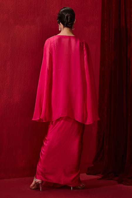 Ajiesh Oberoi Chahat Pearl Embroidered Cape Skirt Set 