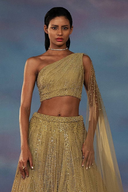 Rohit Gandhi + Rahul Khanna Crystal & Sequin Embroidered Lehenga With Blouse 