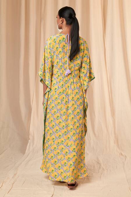 Shop Masaba Purple Natural Crepe Printed Little Garden Round Circular Kaftan at Aza Fashions Shop_Masaba_Purple Natural Crepe Printed Little Garden Round Circular Kaftan_at_Aza_Fashions