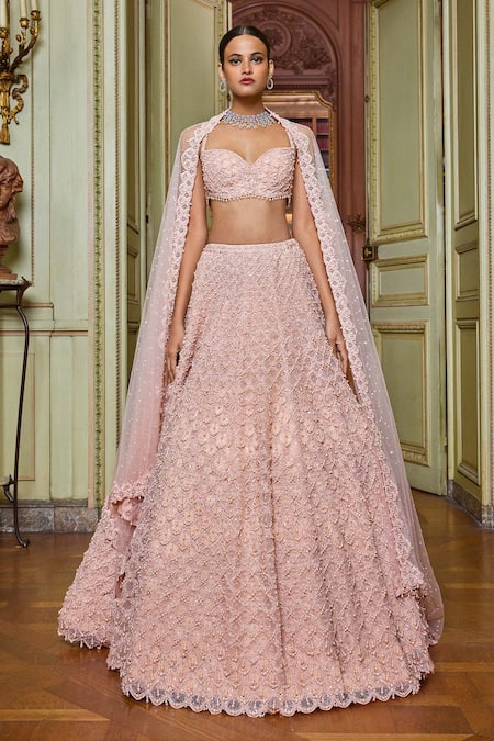 Shop Seema Gujral Gold Net Beads, Pearls, Crystals Asymmetric Embroidered Bridal Lehenga Set at Aza Fashions Shop_Seema Gujral_Gold Net Beads, Pearls, Crystals Asymmetric Embroidered Bridal Lehenga Set _at_Aza_Fashions