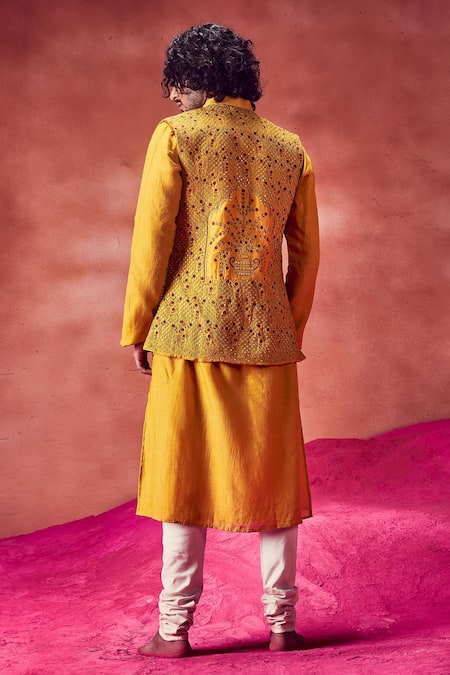 Punit Balana Chanderi Silk Bundi Kurta Set 