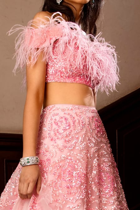 Nadine Dhody Rosette Sequin Embellished Lehenga Set 