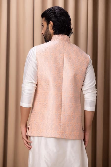 Heavy Lakhnawi Chikankaari Cream Nehru Jacket With Silk Kurta Pajama –  Rajanyas