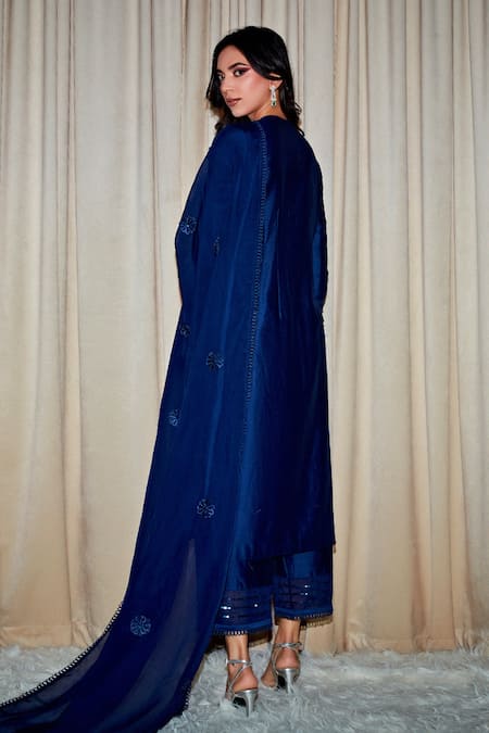 Dohr India Suhana Embroidered Placket Kurta Palazzo Set 