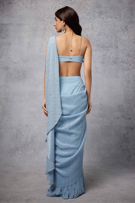 Senren By Eshana Raut Pre-Draped Glitter Finish Saree With Blouse 