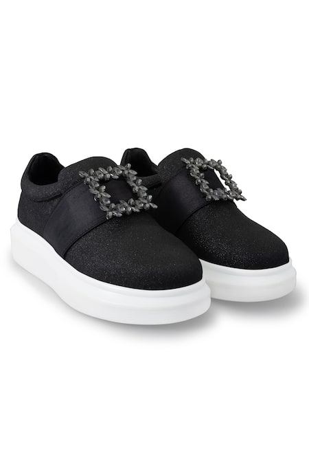 Anaar_Black Stardust Embellished Sneakers _Online_at_Aza_Fashions