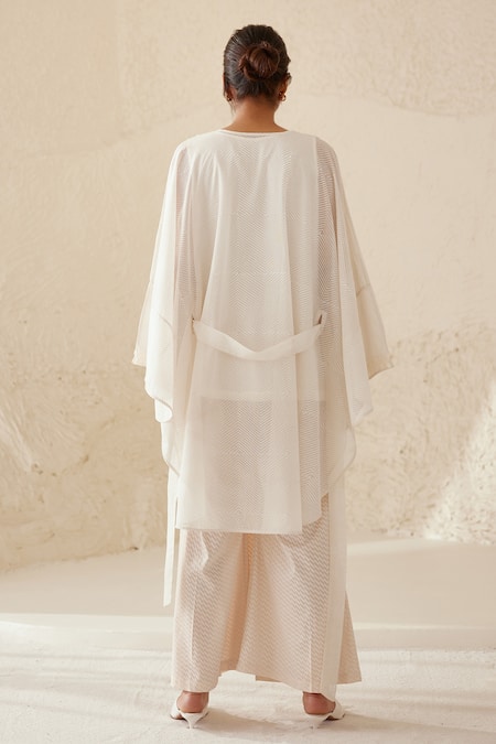 Cotton And Clay Chanderi Kimono Trouser Set 