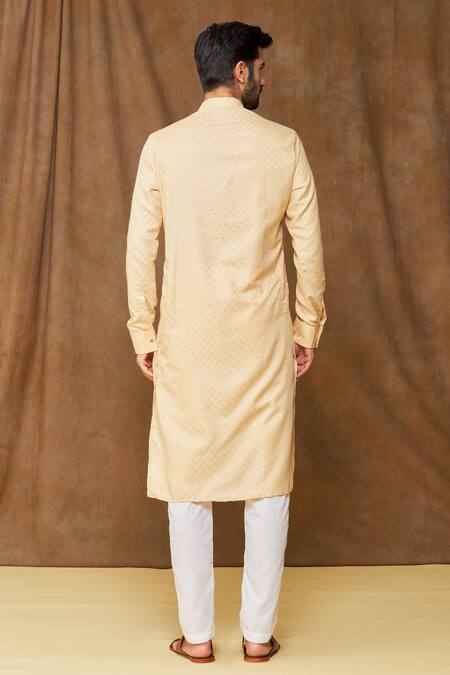 Shop Arihant Rai Sinha Beige Silk Embroidery Spike Pattern Kurta at Aza Fashions Shop_Arihant Rai Sinha_Beige Silk Embroidery Spike Pattern Kurta_at_Aza_Fashions