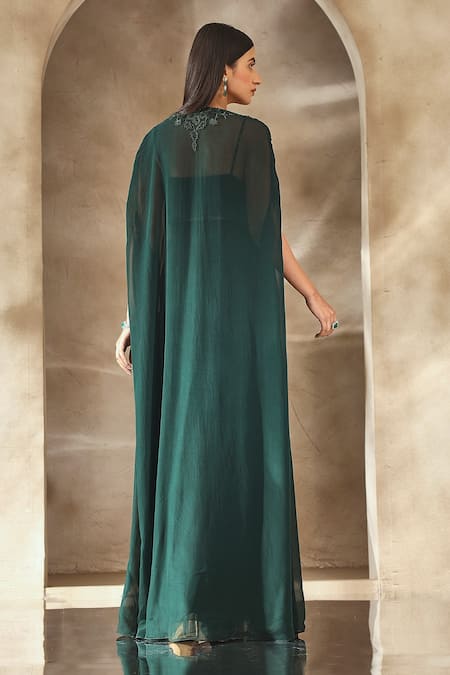 Seema Thukral Embroidered Cape Skirt Set For Kids