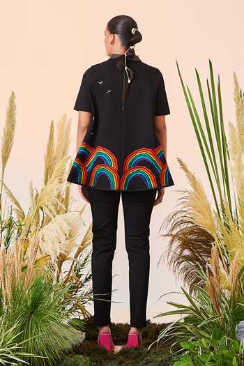 Shop Shahin Mannan Black Denim Narrow Fit Pant at Aza Fashions Shop_Shahin Mannan_Black Denim Narrow Fit Pant_at_Aza_Fashions