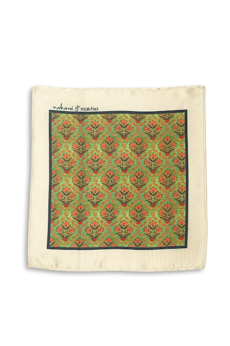 Rabani & Rakha Floral Print Satin Pocket Square Gift Box - Set of 3 