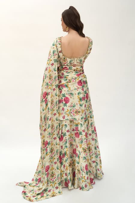 Sanam Victoria Garden Pattern Lehenga Saree With Blouse 