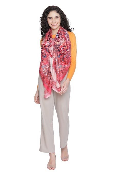 Shop_Shingora_Pink Paisley Print Stole _at_Aza_Fashions