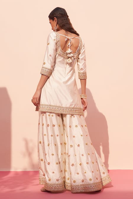 Angad Singh Raw Silk Embroidered Kurta Sharara Set 