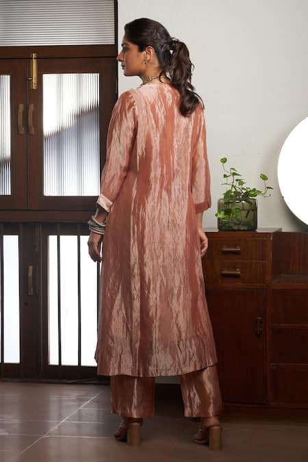 Bodhi Tree Feather Zardozi Embroidered Yoke Kurta & Pant Set 