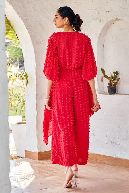 House Of Fett Textured Georgette Top & Pant Set 