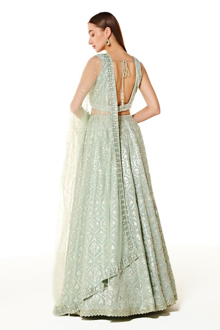 Rabani & Rakha Nadia Floral Jaal Embroidered Bridal Lehenga Set 