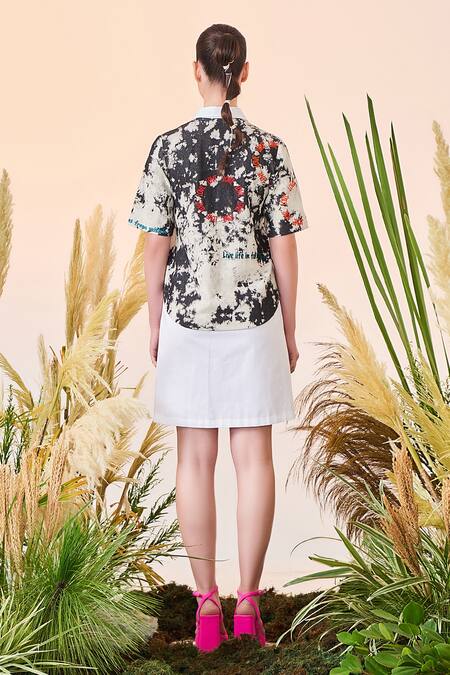 Shahin Mannan Love Circle Shirt Attached Shift Dress 