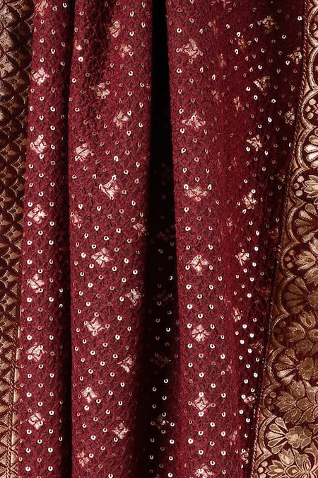 Shop_Soniya G_Red Embroidery Silk Sequin Shawl _at_Aza_Fashions