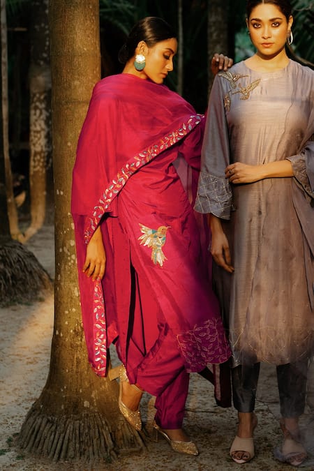 Label Shristi Chetani Hand Embroidered A-Line Kurta Set 