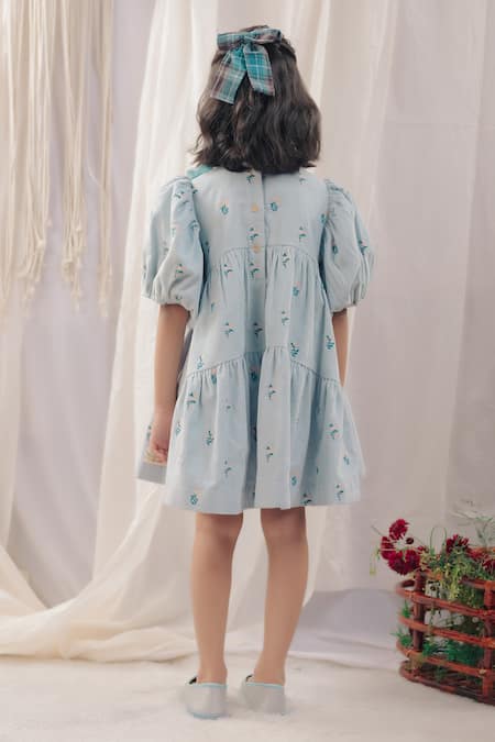 Bagichi Blaire Blu Floral Embroidered Dress 