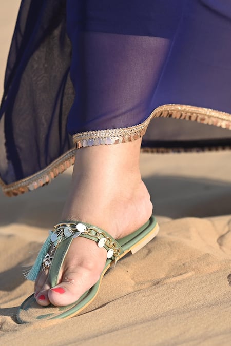 Foot Fuel Imp Strap Embroidered Flats 