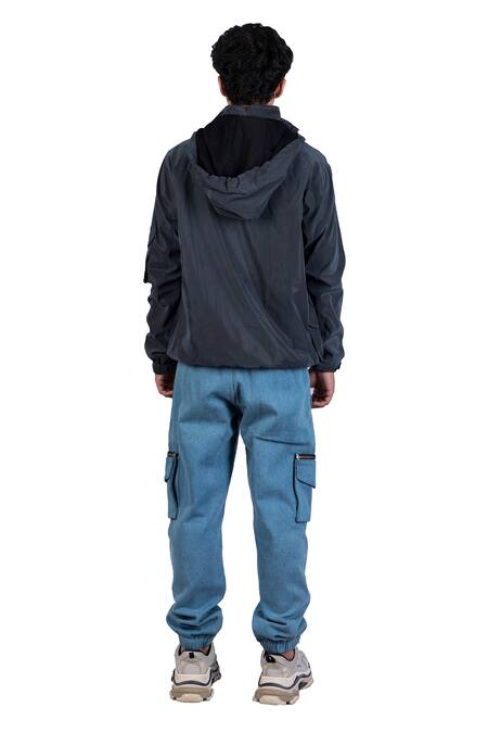 Shop_Theorem_Grey Polyester Multi Pocket Reflective Jacket _at_Aza_Fashions
