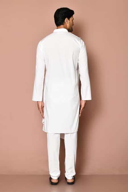 Shop_Samyukta Singhania_White Cotton Draped Kurta Set _at_Aza_Fashions