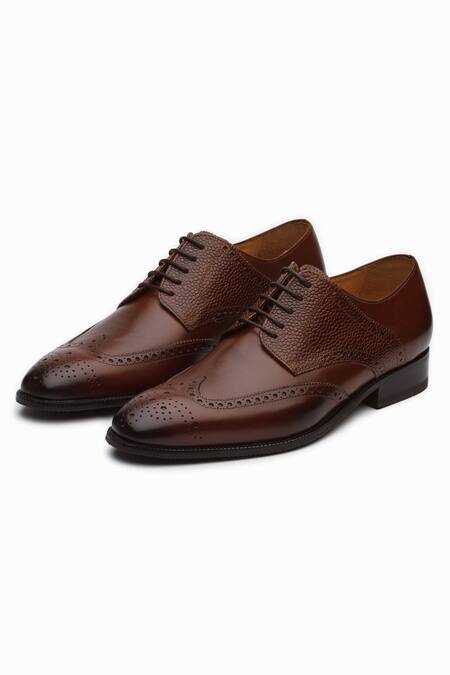 Shop Dapper Shoes Brown Handcrafted Wingtip Brogue Shoes at Aza Fashions Shop_Dapper Shoes_Brown Handcrafted Wingtip Brogue Shoes_at_Aza_Fashions