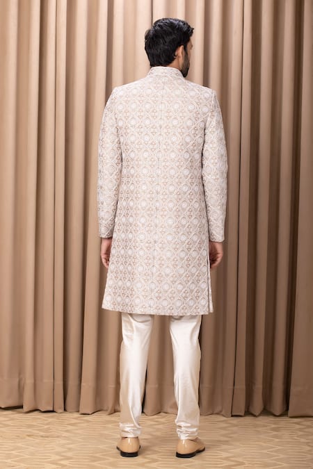 Ankit V Kapoor Imran Geometric Pattern Sherwani Set 