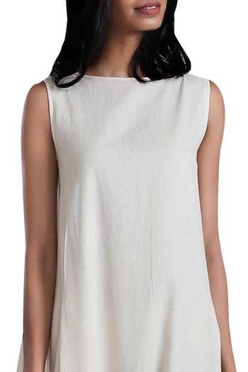 Shop MATI Off White Handloom Cotton Dress Online at Aza Fashions Shop_MATI_Off White Handloom Cotton Dress_Online_at_Aza_Fashions