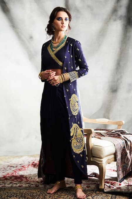 Tisha Saksena Kalka Embroidered Jacket Dhoti Pant Set 