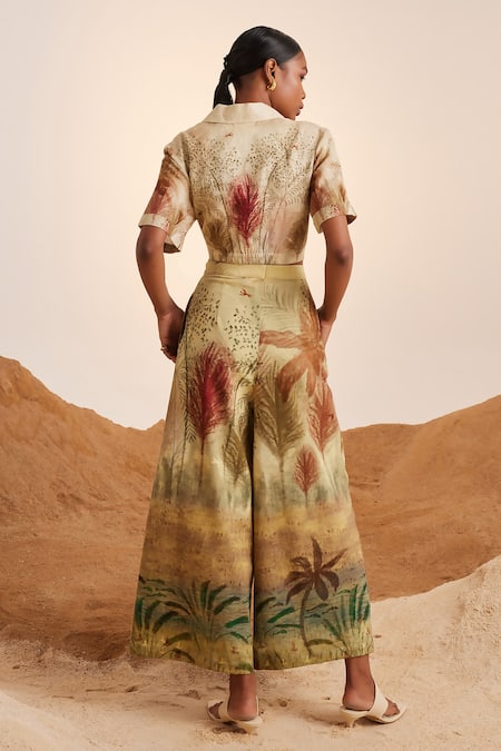 Shop Cord White Linen Collared Printed Overlap Crop Top at Aza Fashions Shop_Cord_White Linen Collared Printed Overlap Crop Top_at_Aza_Fashions