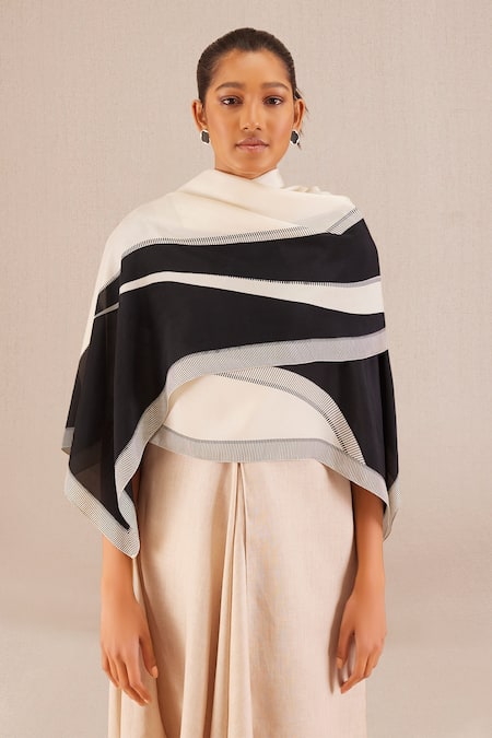 Shop_AMPM_Black Amelia Color Block Scarf _at_Aza_Fashions