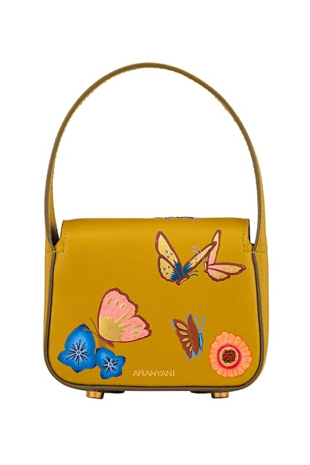 Shop Aranyani Floral Handpainted Top Handle Bag at Aza Fashions Shop_Aranyani_Floral Handpainted Top Handle Bag_at_Aza_Fashions