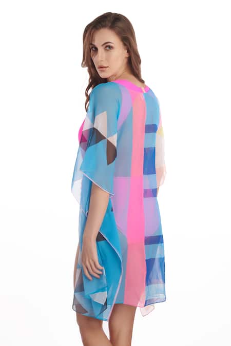 Kai Resortwear Pop Print Open Front Kaftan Cover Up 